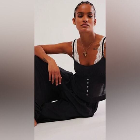 Free People Black Cool Again Lounge Co-Ord